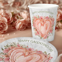 Blush Baroque Rococo Floral Heart Galentine  