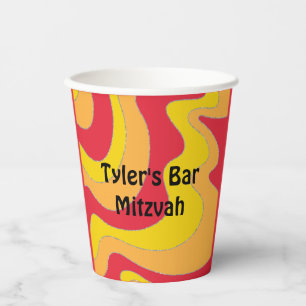 Gobelets En Papier BM Bar Bat mitzvah en papier Coupe Hippie Vagues