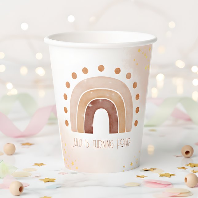Gobelets En Papier Boho aquarelle arc-en-ciel (Créateur téléchargé)