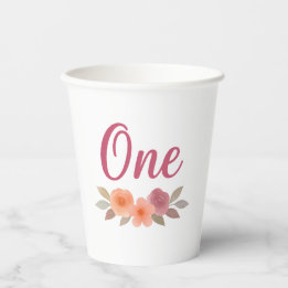 Gobelets En Papier Boho aquarelle floral premier anniversaire 