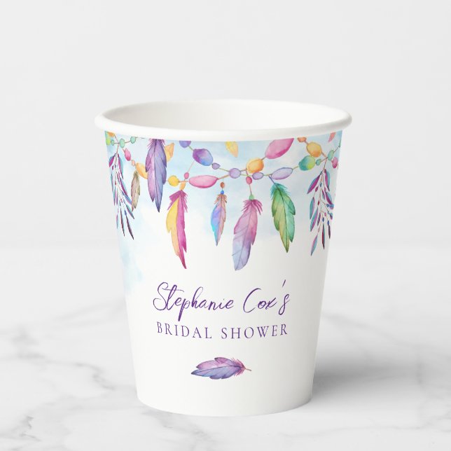 Gobelets En Papier Boho arc-en-ciel (Recto)