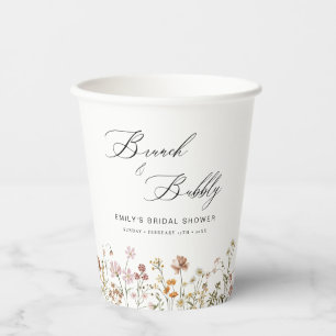 Gobelets En Papier Boho Brunch Fleurs Sauvages & Bulles Baby Shower
