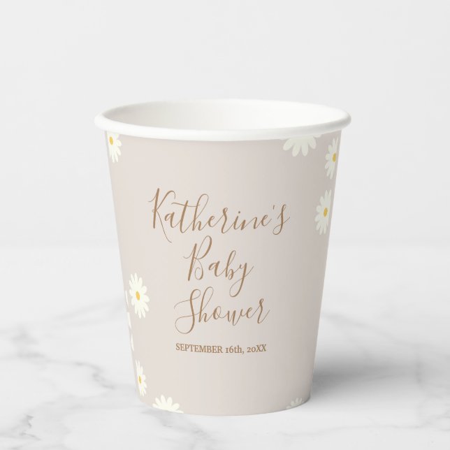 Gobelets En Papier Boho Daisy Floral Baby shower tasses en papier (Recto)