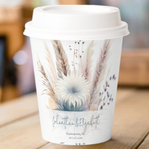 Gobelets En Papier Boho d'hiver Mariage Floral   Coupes de papier bla