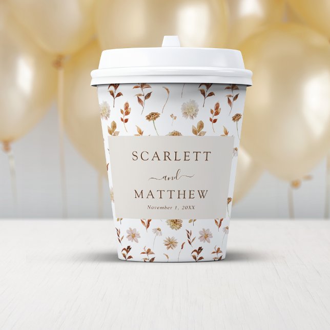 Gobelets En Papier Boho Fall (Boho Fall Leaves Wedding Decor Paper Cups by Painted paperie
)