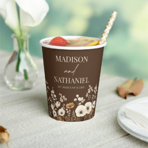 Gobelets En Papier Boho Fleur sauvage Fleur sauvage Floral Jardin Mar