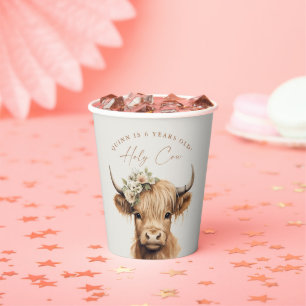 Gobelets En Papier Boho Highland Cow Anniversaire de enfant Party