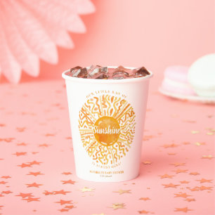 Gobelets En Papier Boho Little Ray of Sunshine Orange Aquarelle Solei