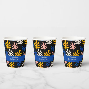 Gobelets En Papier Boho Matisse Baby shower Botanique Bleu Personnali