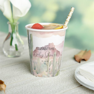 Gobelets En Papier Boho Modern Desert Nature Baby shower de Cactus