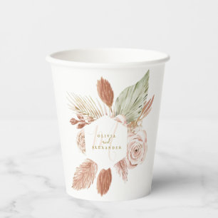 Gobelets En Papier Boho Pampas Mariage de fleurs séchées tropicales