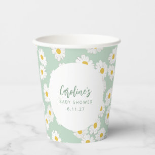 Gobelets En Papier Boho Pastel Sage Daisies Floral Baby shower Person
