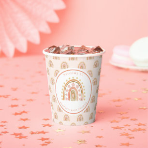 Gobelets En Papier Boho Rainbow Watercolor Baby shower