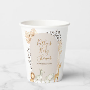 Gobelets En Papier Boho Safari Animaux Pampas Grass Coupes de papier 