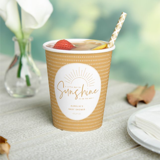 Gobelets En Papier Boho Sunshine Baby shower tasses en papier (Insitu)