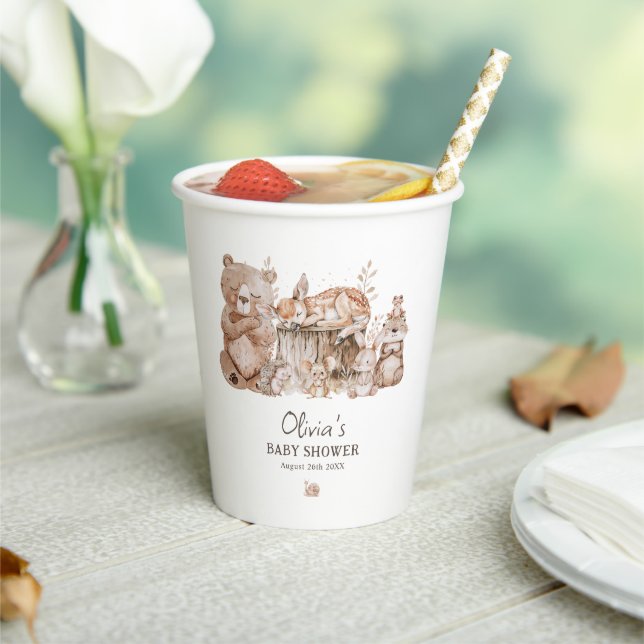 Gobelets En Papier Boho Woodland Animaux Baby showers neutres selon l (Insitu)