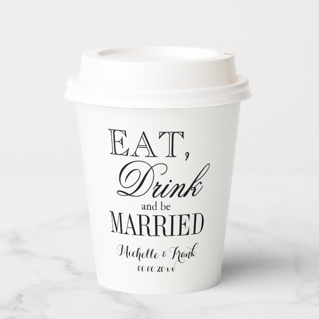 Gobelets En Papier Boire et être marié mariage de papier tasses avec  (Recto)