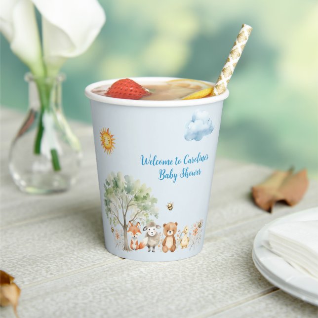 Gobelets En Papier Bois Animaux sauvages Baby shower tasse de papier (Insitu)