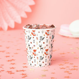 Gobelets En Papier Bois Baby shower Cute Forest Animaux Kawaii