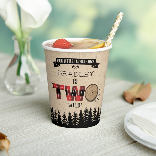 Gobelets En Papier Bois de bûcheron à plaies rustiques 2e anniversair (Insitu)