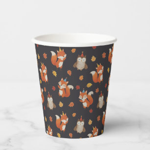 Gobelets En Papier Bois de renards et de hiboux pour l'anniversaire d