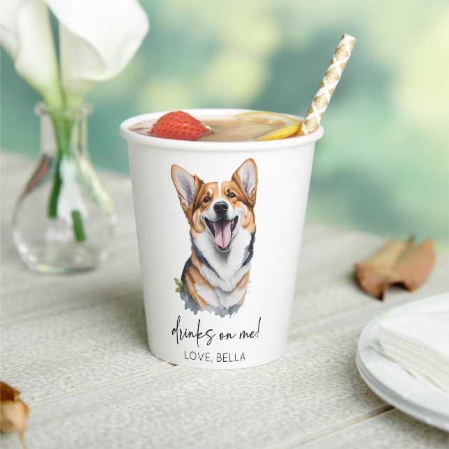 Gobelets En Papier Bois Sur Moi ! Pembroke Welsh Corgi Chien Mariage (Insitu)