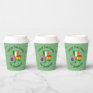 Gobelets En Papier Bolivian Irish American Shamrock Personalized Text