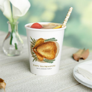 Gobelets En Papier Bon thanksgiving de dinde rôtie aquarelle