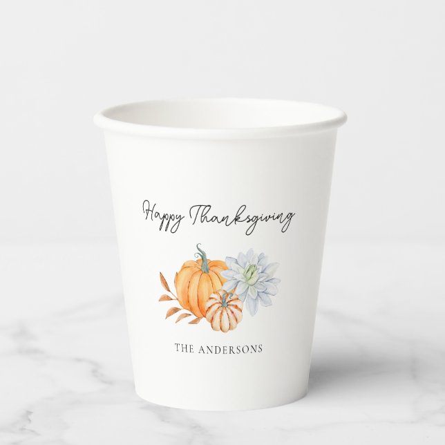 Gobelets En Papier Bon thanksgiving Elegant Citrouille Automne (Recto)