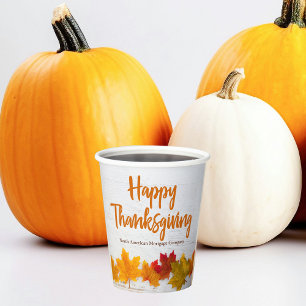 Gobelets En Papier Bon thanksgiving Feuilles Custom Company Party