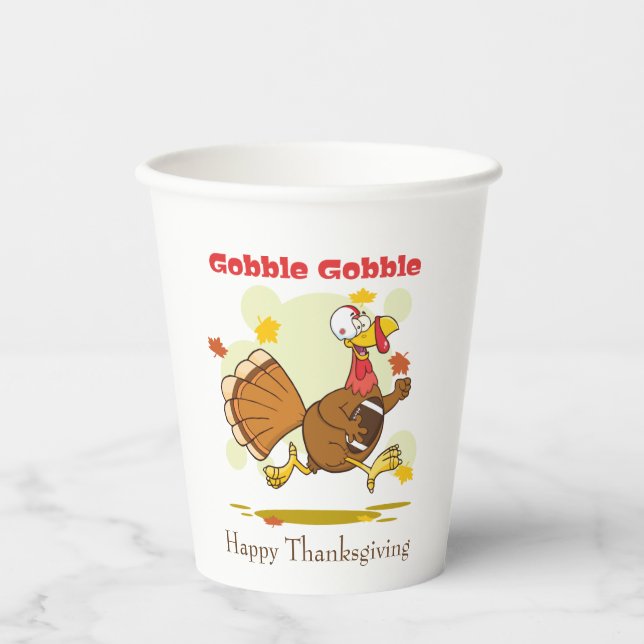 Gobelets En Papier Bon thanksgiving Gobble Turquie et football (Recto)