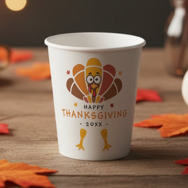 Gobelets En Papier Bon thanksgiving Turquie Automne Parti d'Action d' (Happy Thanksgiving Turkey Fall Friendsgiving Party Paper Cups
)