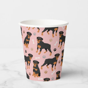 Gobelets En Papier Bones et pinces de chien Rottweiler