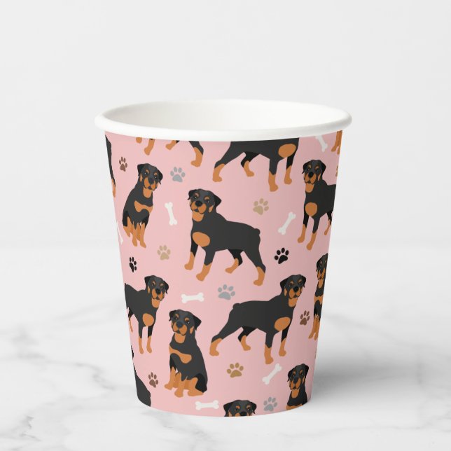 Gobelets En Papier Bones et pinces de chien Rottweiler (Recto)