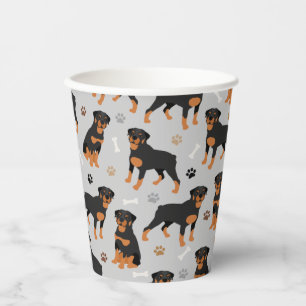 Gobelets En Papier Bones et pinces de chien Rottweiler