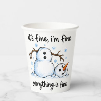 Gobelets En Papier Bonhomme de neige qui fond humour d'hiver drôle