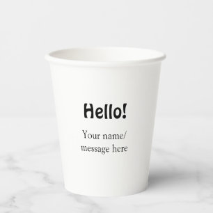 Gobelets En Papier Bonjour ajouter un message de nom simple minimum é