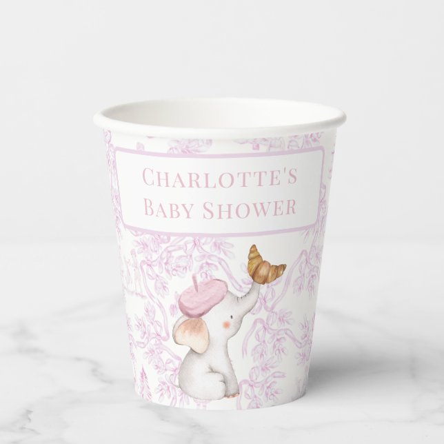 Gobelets En Papier Bonjour Bebe Romantique Français Baby shower fille (Recto)