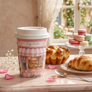 Gobelets En Papier Bonjour Café Parisien Bébé Rose Baby Shower
