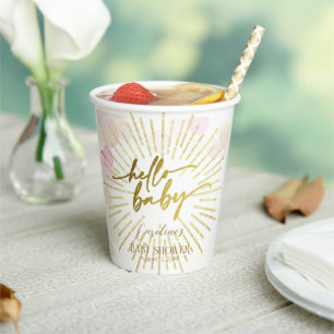 Gobelets En Papier Bonjour Sunshine Boho Moderne Happy Baby Girl Douc