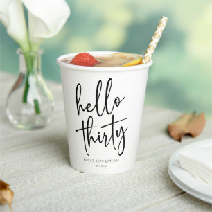 Gobelets En Papier Bonjour Trente Minimalistes 30e fête d'anniversair