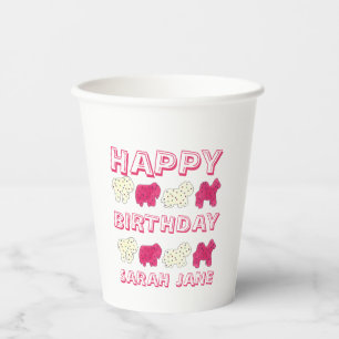 Gobelets En Papier Bonne fête d'anniversaire Pink Circus Animal Crack