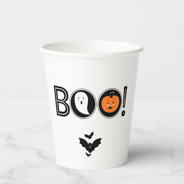 Gobelets En Papier Boo ! Coupe de papier Halloween (Recto)
