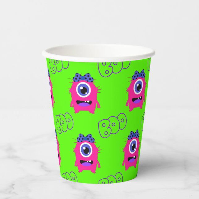Gobelets En Papier Boo Cute Funny Monster Éffrayant (Recto)