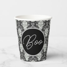 Boo ! Gothique Crâne Damask Papier Coupe