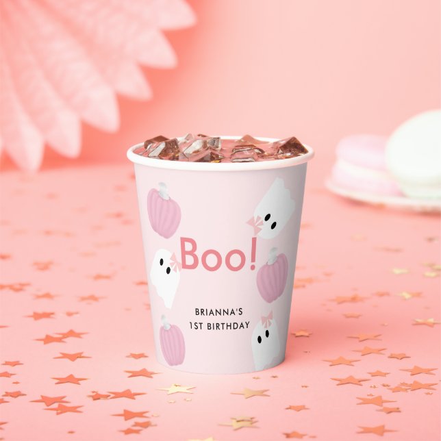 Gobelets En Papier Boo ! Halloween Fille Fantôme Citrouille rose Anni (Insitu)