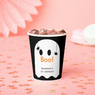 Gobelets En Papier Boo ! Halloween Ghost Boy Black Anniversaire