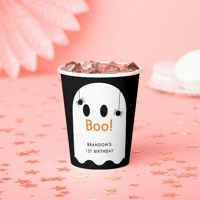 Gobelets En Papier Boo ! Halloween Ghost Boy Black Anniversaire (Insitu)