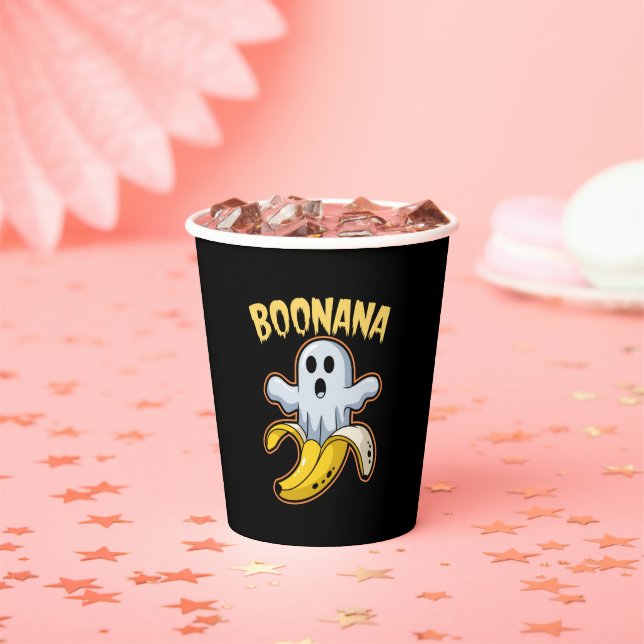 Gobelets En Papier Boonana Cute Ghost Banana Halloween (Insitu)