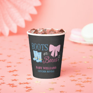 Gobelets En Papier Boots or Bows Gender Revevela Party